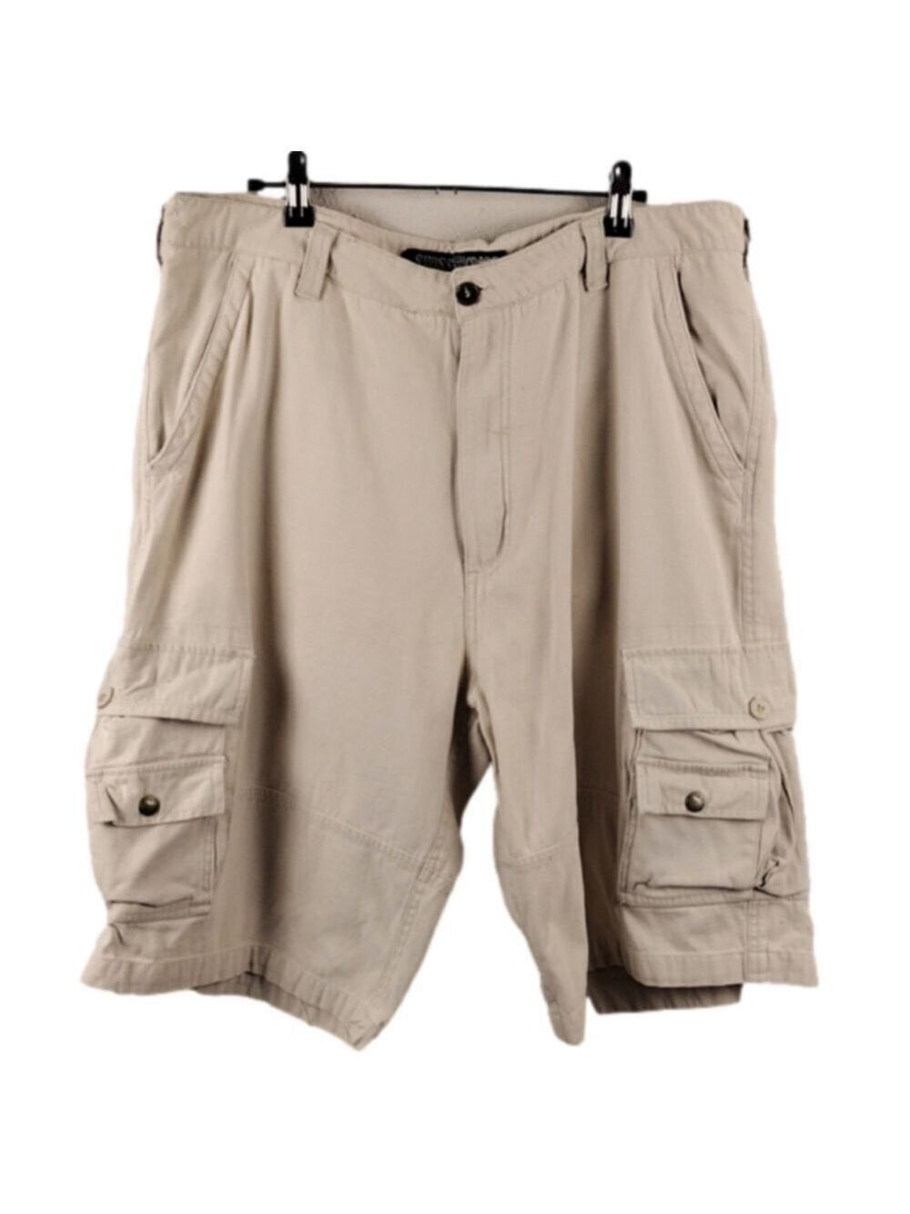 Swiss Cross Tan High Waist Eight Pocket Zipper Front Closure Cargo Shorts